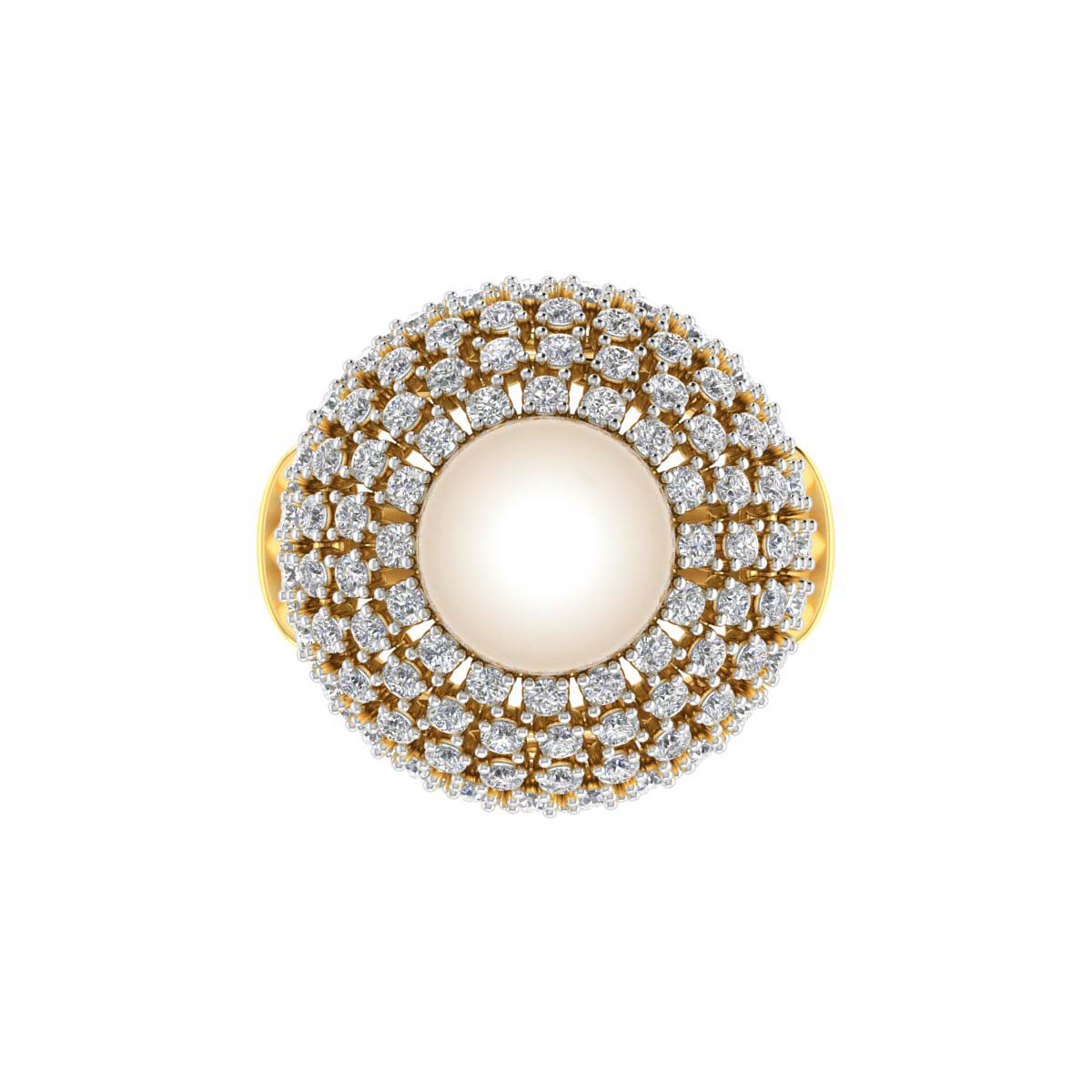 Pearl and Diamonds Custom Beautiful 18K Gold Ring - JN030609-R46