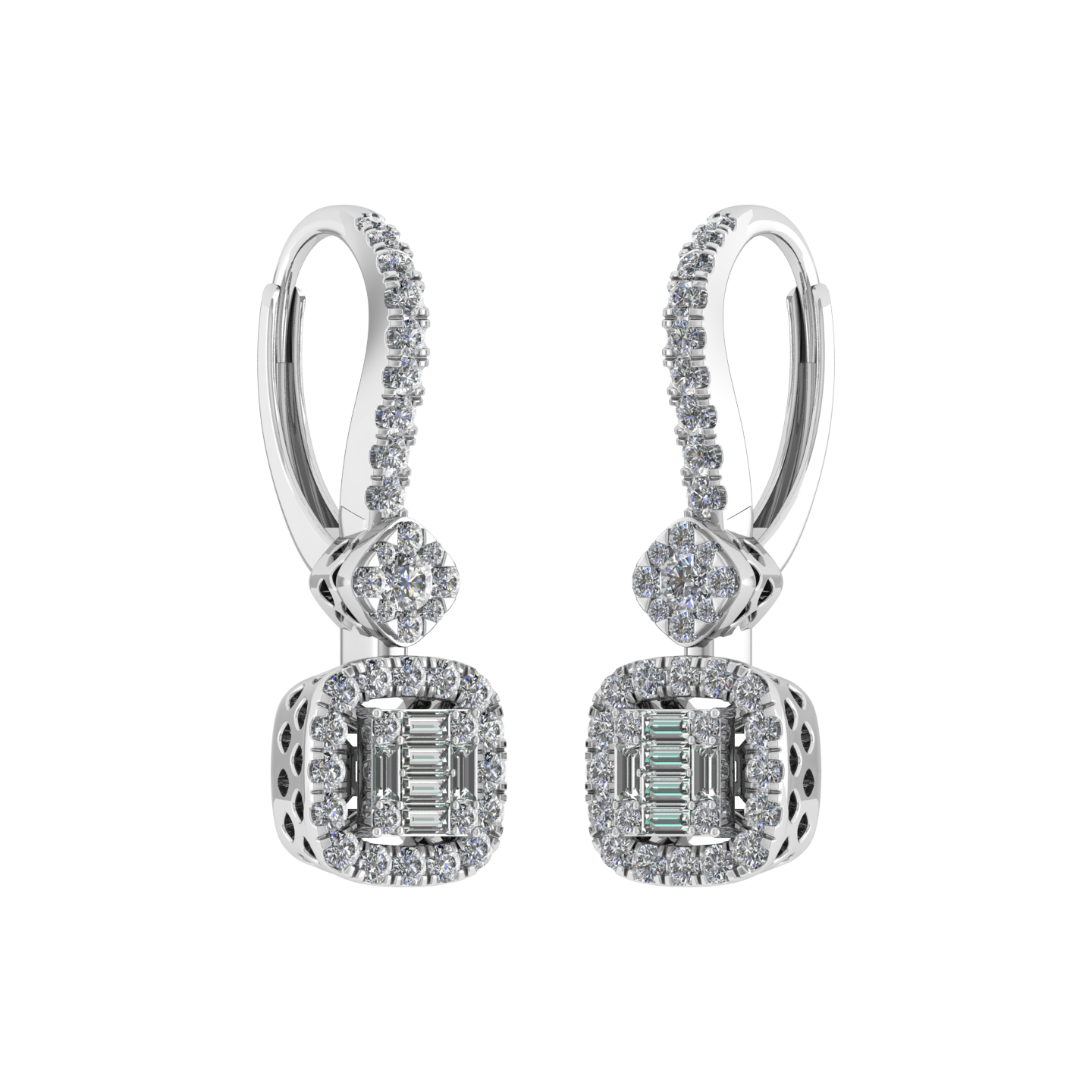 Elegant Custom Design Emerald Cut Diamond Geometric Shape Earring - JN030609-ER10