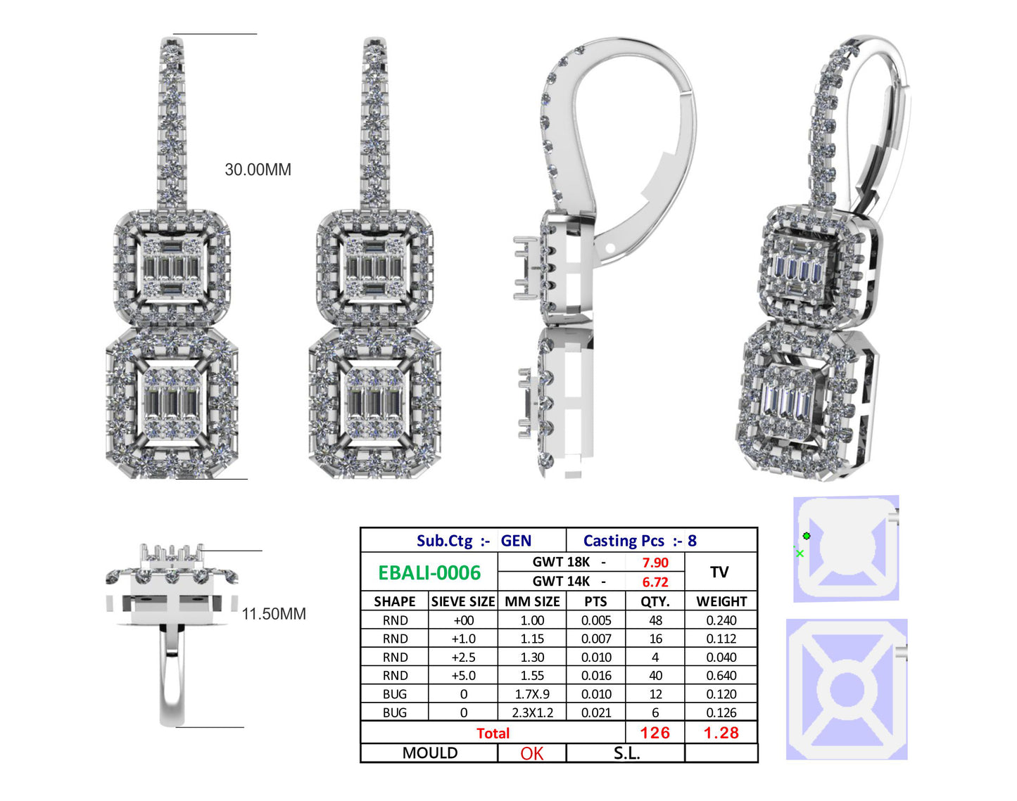 Classy Design Diamond  Earrings -JN030609-ER12