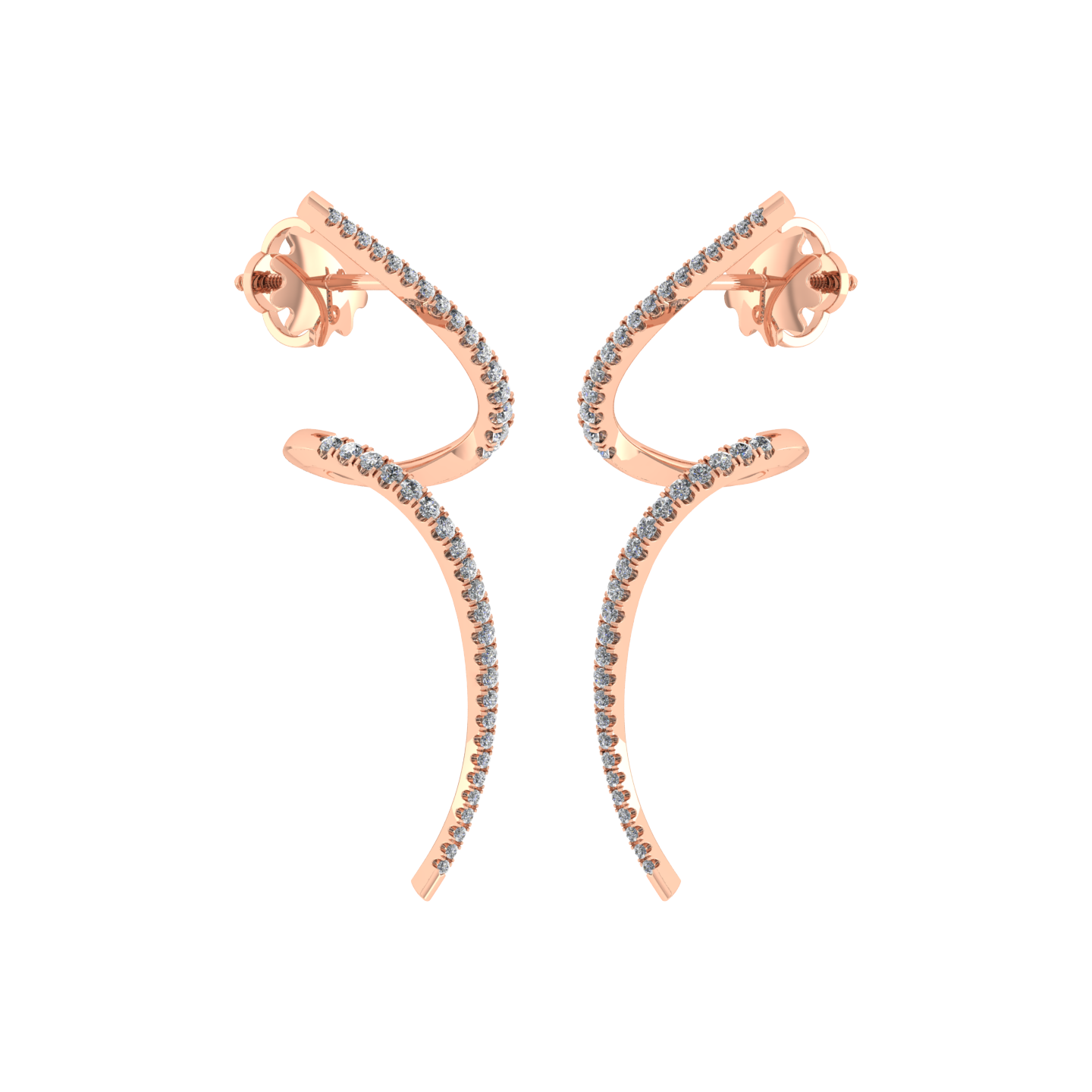 Modern 18k Gold Diamond Drop Bar Cuve Shaped Earring - JN030609-ER16