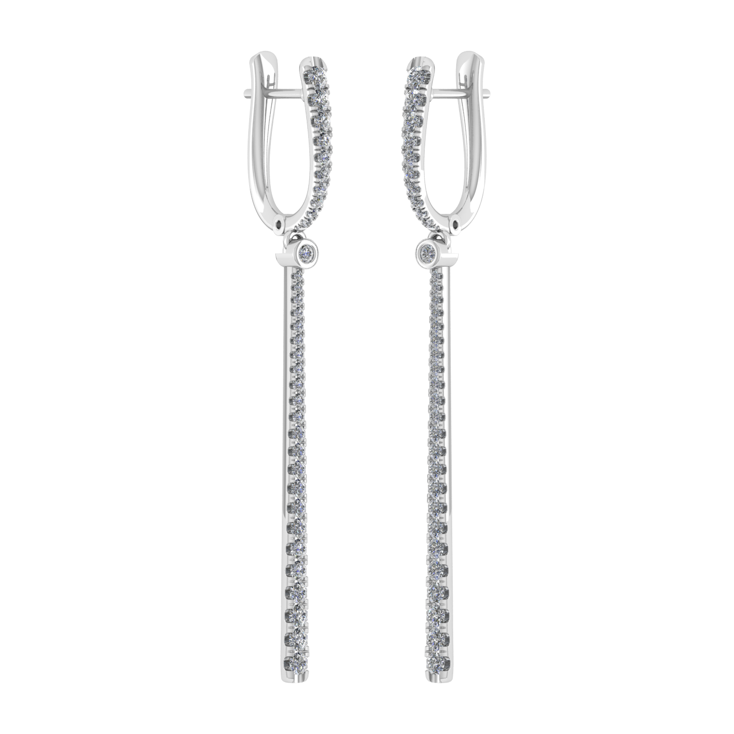 Elegant 18k Gold Genuine Diamond Drop Bar Earrings - JN030609-ER18