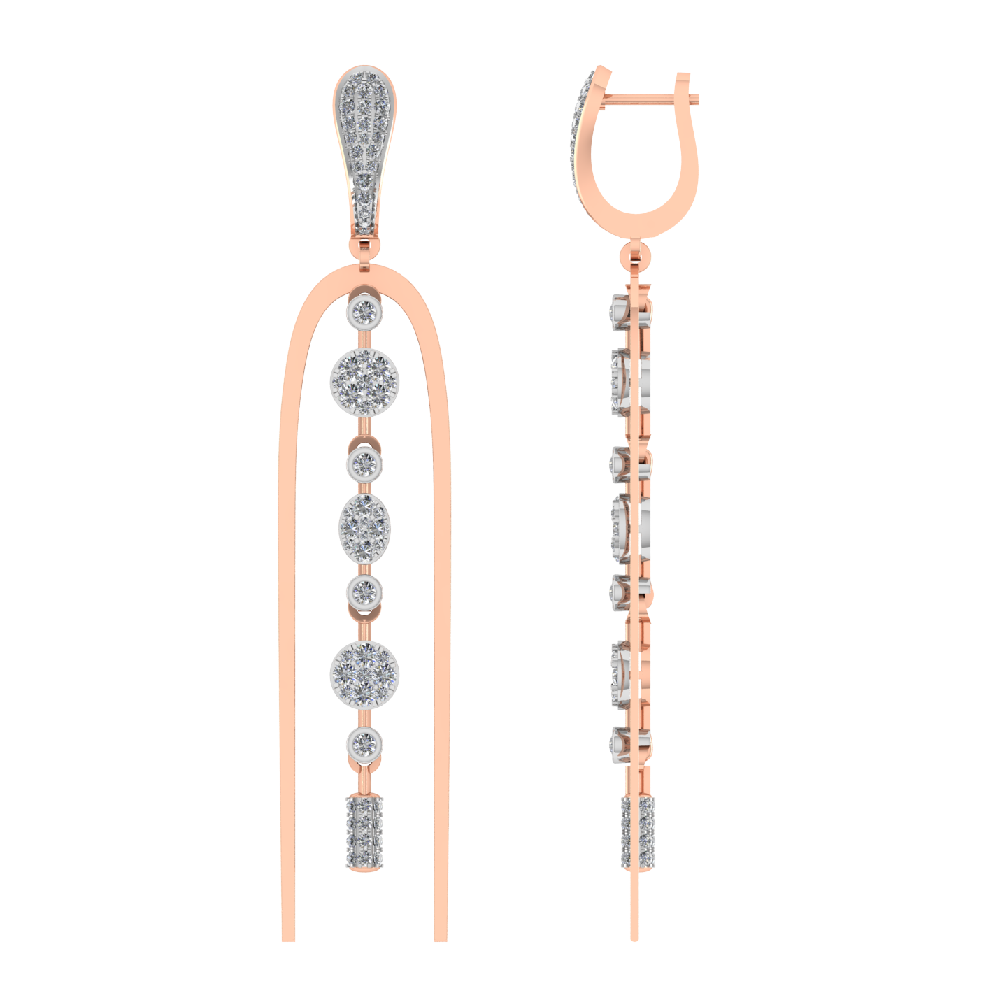 Pave Set- Modern Diamond Drop Earrings - JN030609-ER19