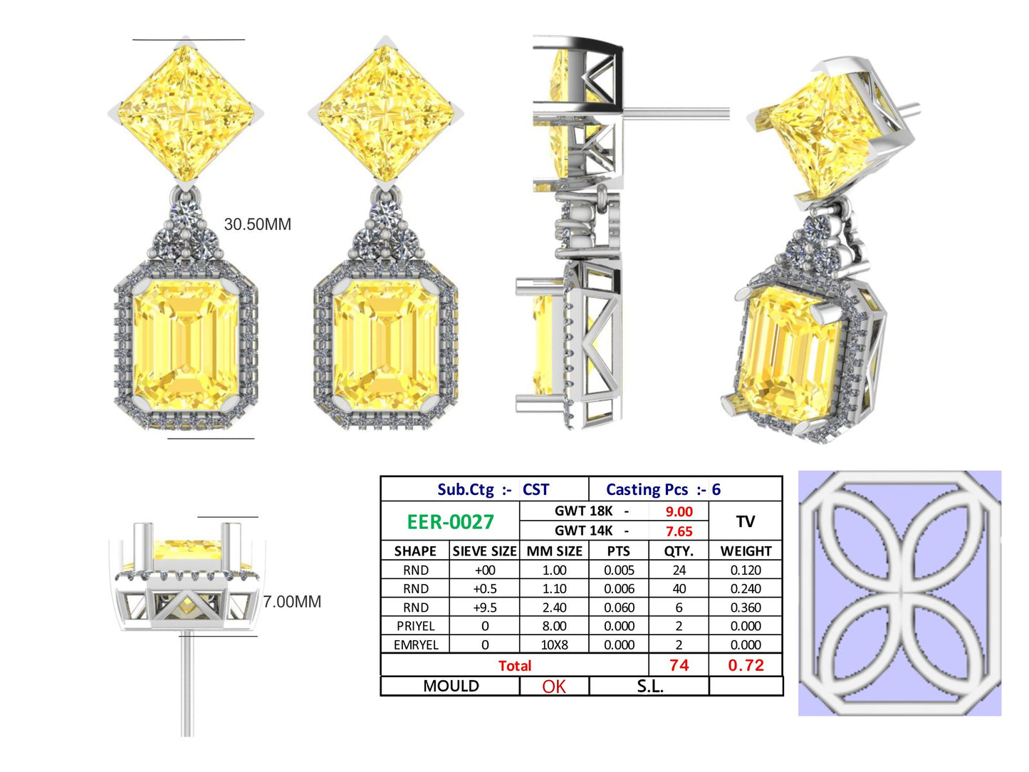 Elegant Design Diamond Gold Earrings - JN030609-ER70