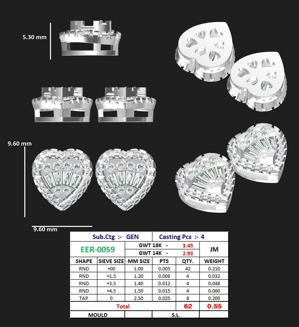 Stud Earrings Heart Shaped Earrings - JN030609-ER74