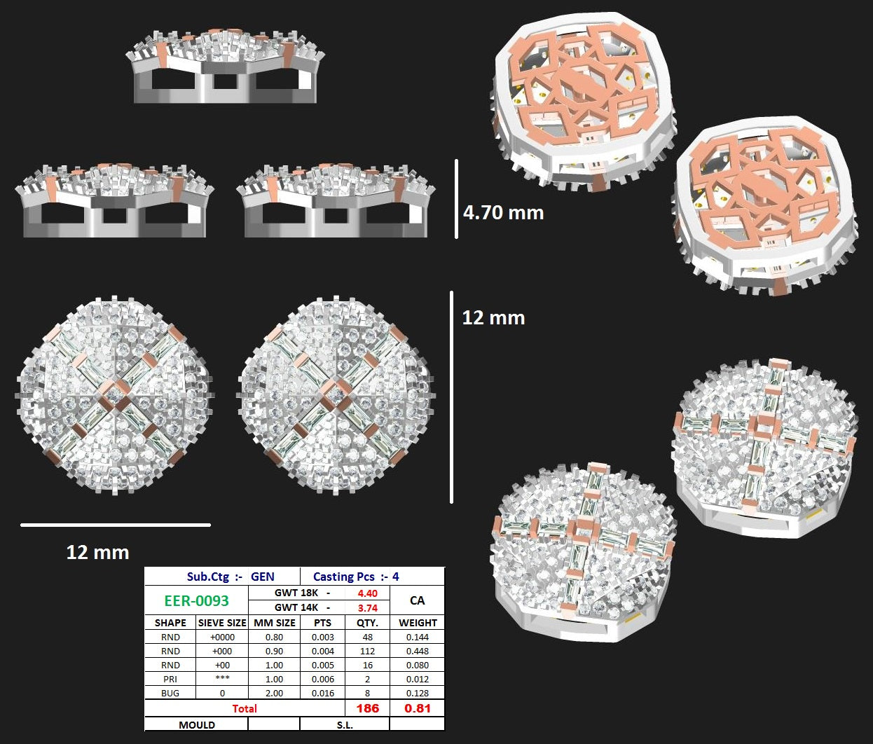 Stud Earrings Squared Shaped Earrings - JN030609-ER78