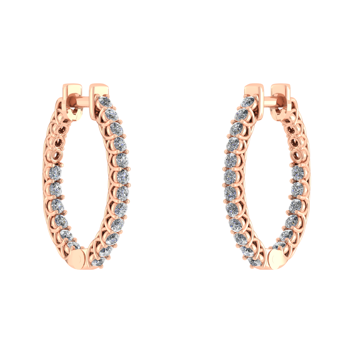 2.5 Ct Diamond 18K Rose Gold Hoop Pave Set Earring - JN030609-ER29