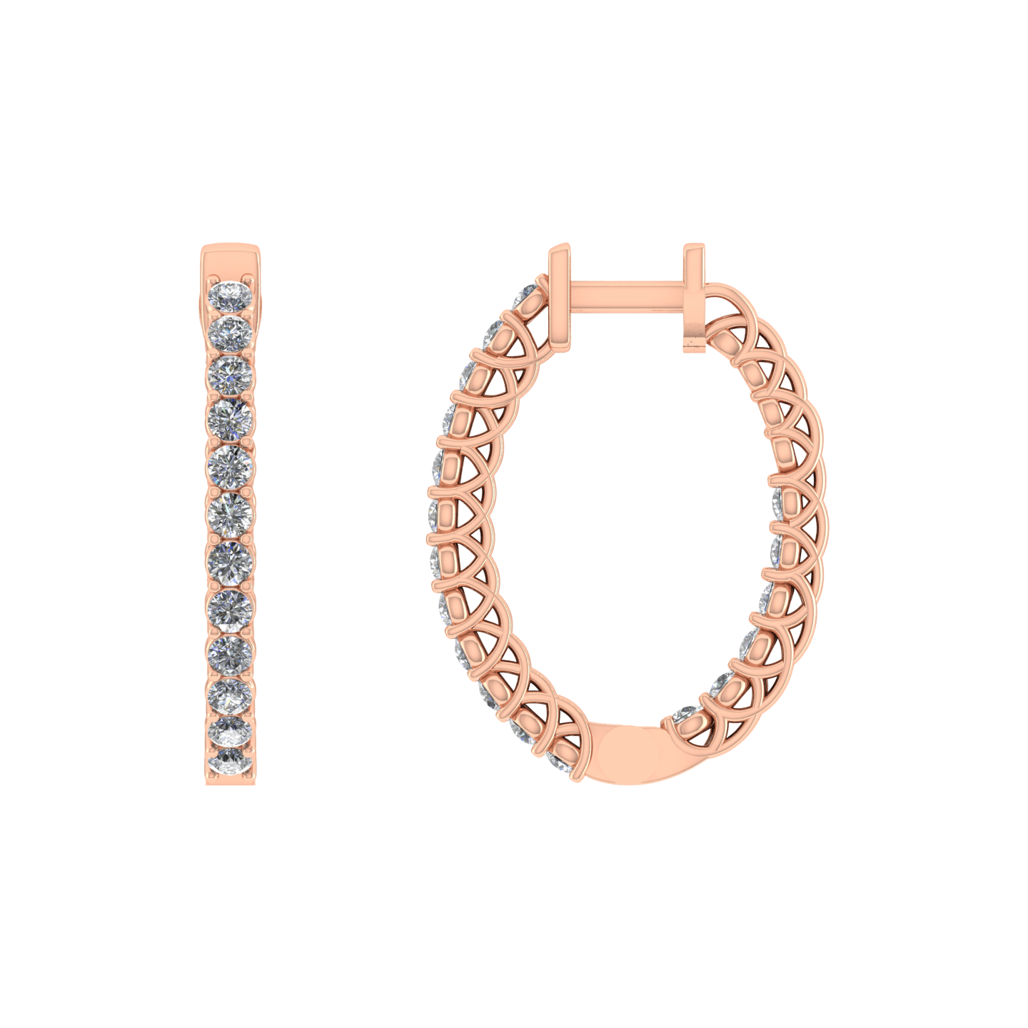 2.5 Ct Diamond 18K Rose Gold Hoop Pave Set Earring - JN030609-ER29