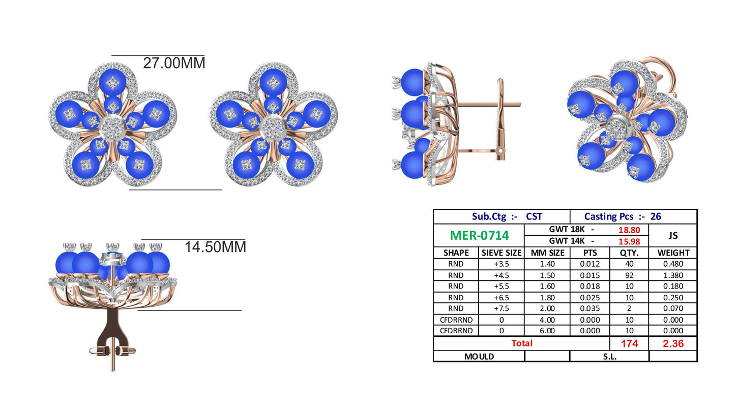 Beautiful Diamond Gold Earrings - JN030609-ER59