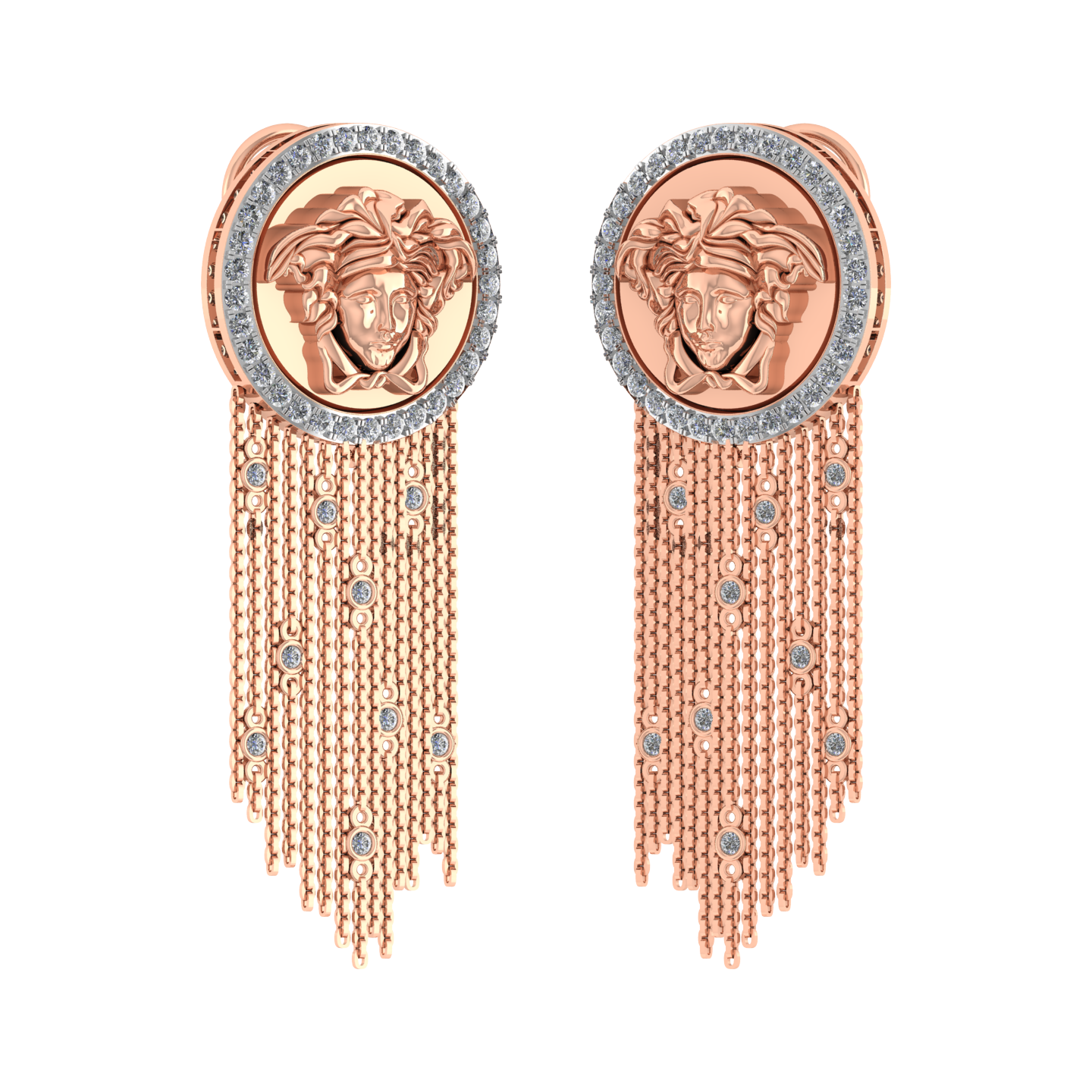 18K Rose Gold Diamond Tall Hanging Earring - JN030609-ER153