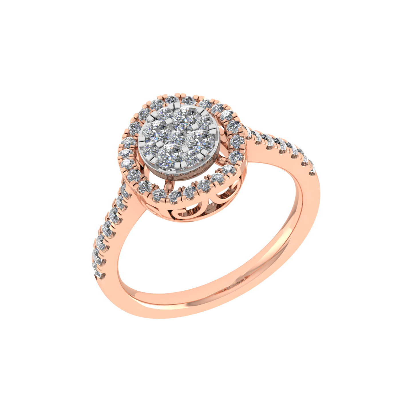 18K Rose Gold Diamond Ring  - JN030609-R100