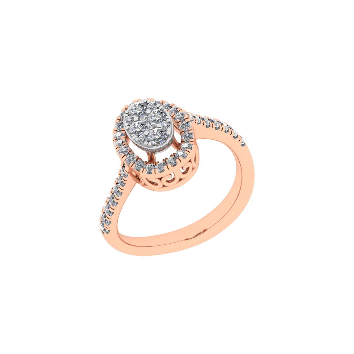 18K Rose Gold Diamond Ring  - JN030609-R100