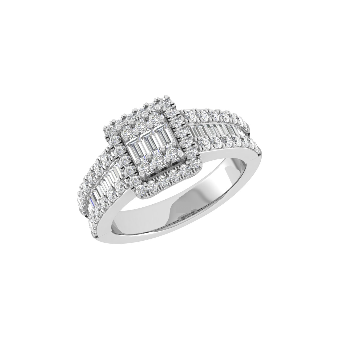 White 18K Gold Diamond Stud Ring  -  JN030609-R121