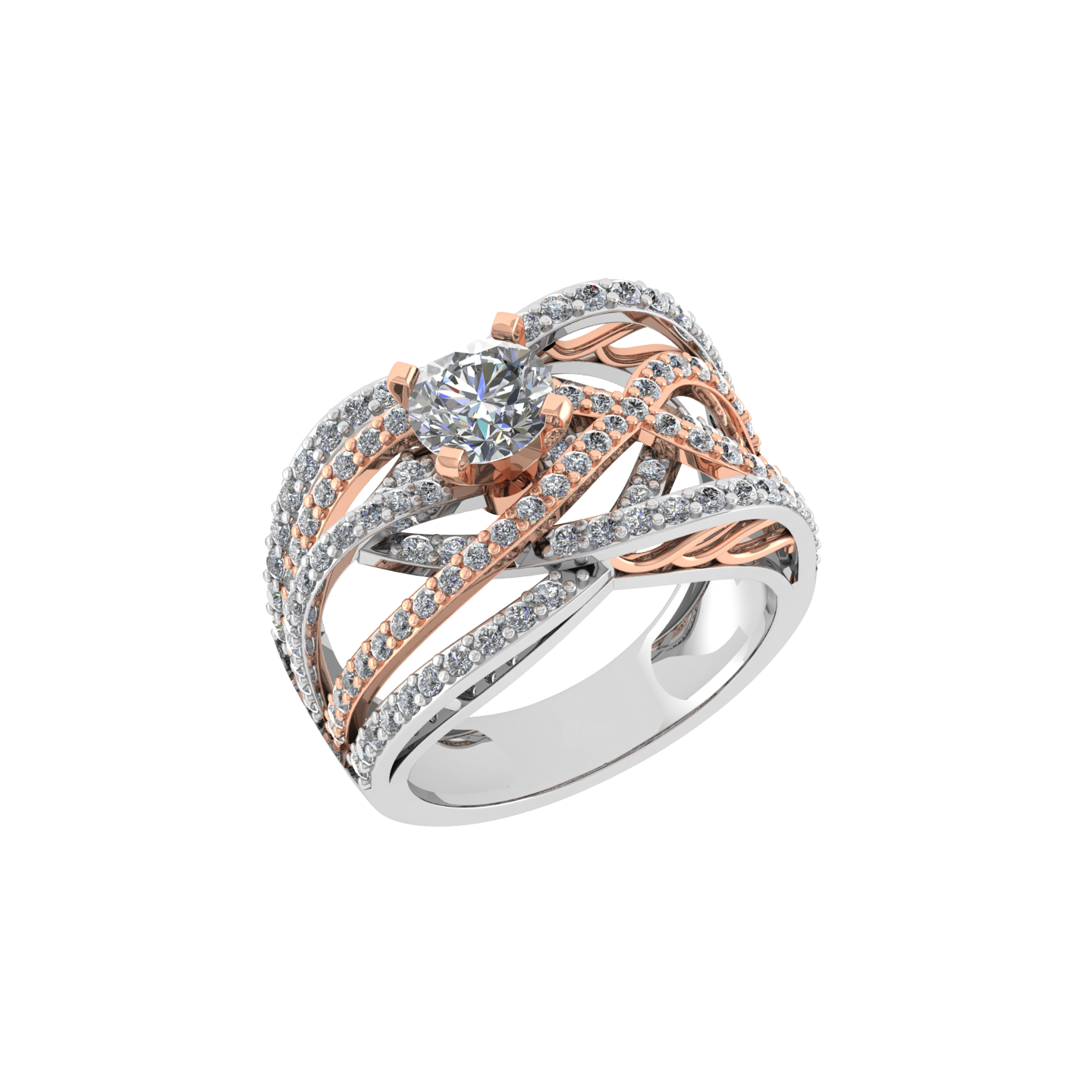 Rose Gold and White Gold Custom 18K Gold Diamond Ring  -  JN030609-R124