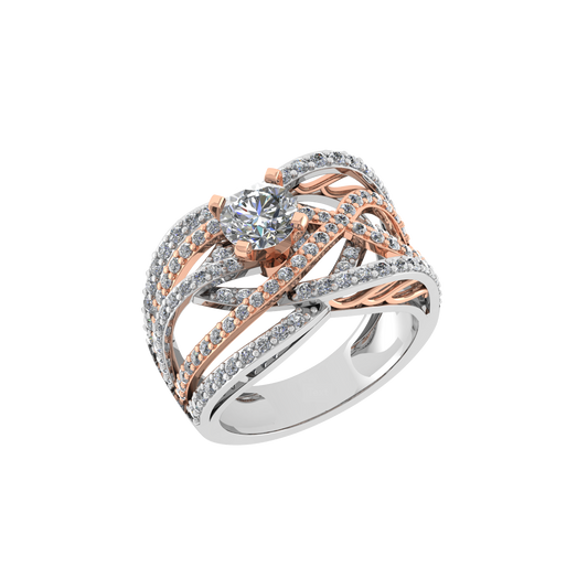 Rose Gold and White Gold Custom 18K Gold Diamond Ring  -  JN030609-R124