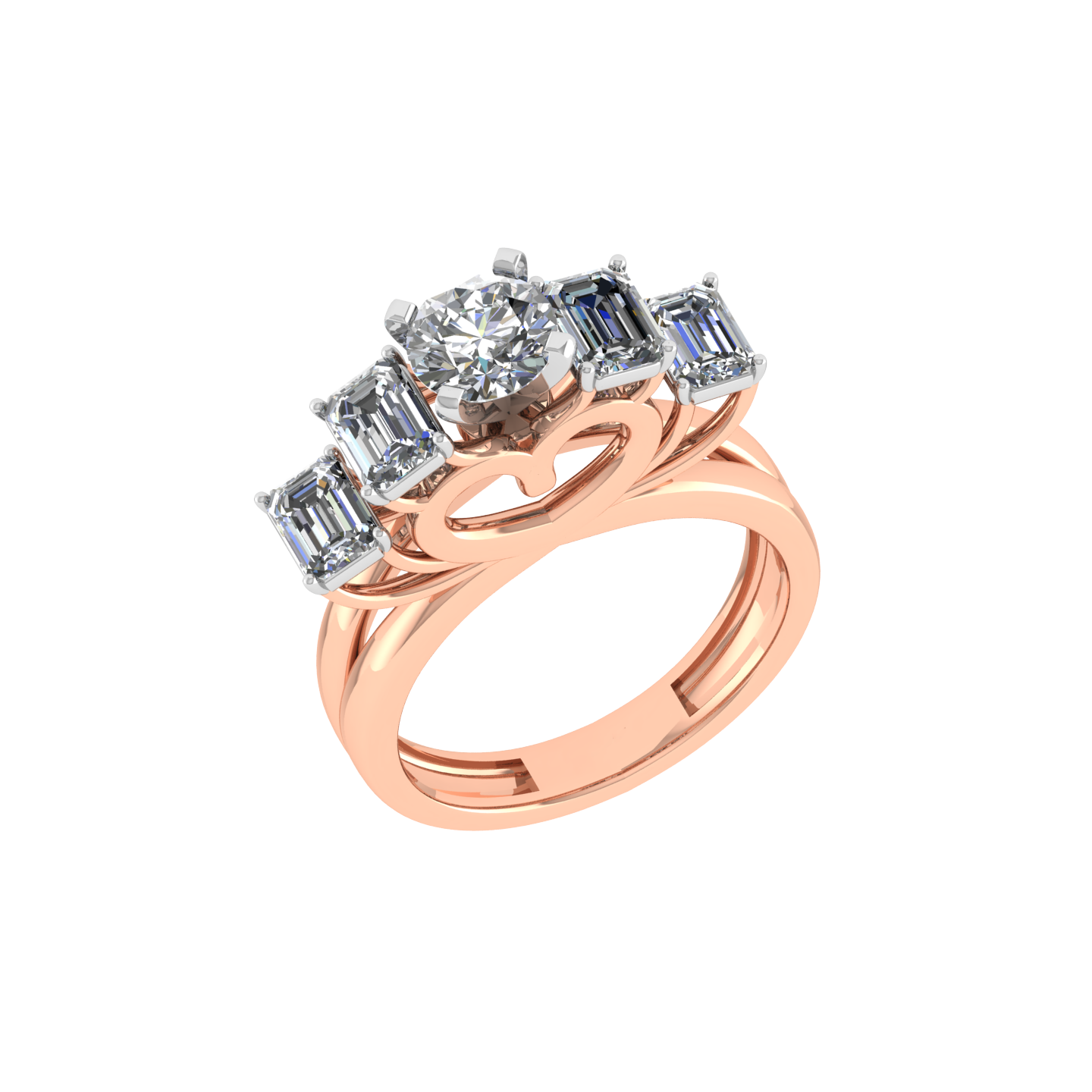 Beautiful Diamond Stud 18K Rose Gold Ring  -  JN030609-R48