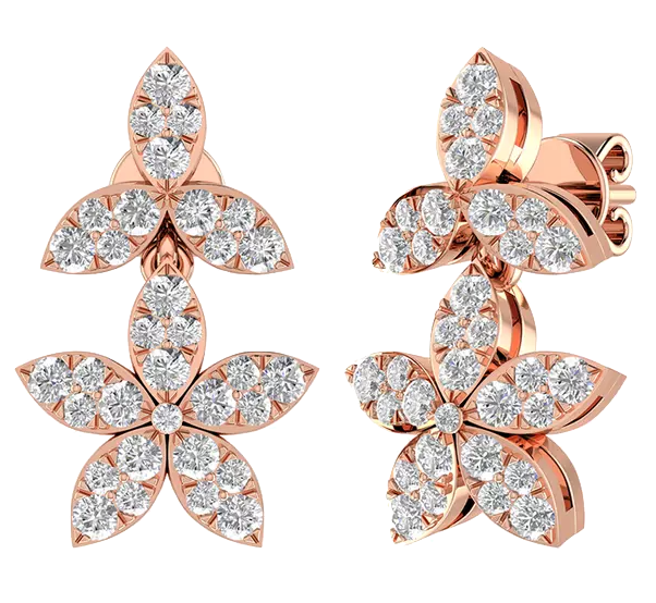 Trendy Diamond Earring 18K Solid Gold Star Design - JN030609-ER28