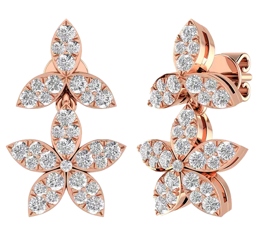 Trendy Diamond Earring 18K Solid Gold Star Design - JN030609-ER28