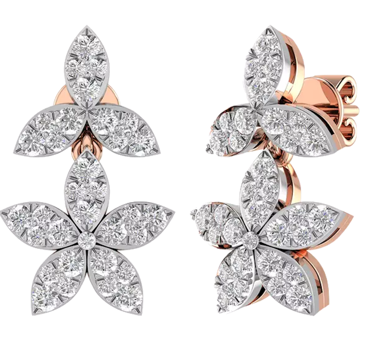 Trendy Diamond Earring 18K Solid Gold Star Design - JN030609-ER28